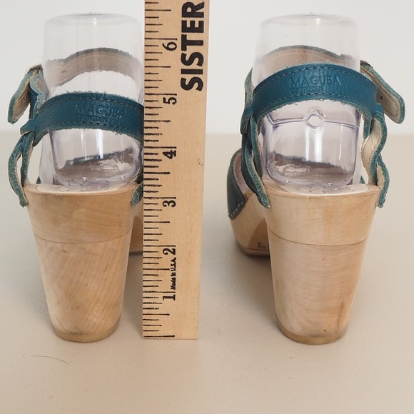 Maguba Swedish Clogs Rio Sandals in Teal Leather Cut Out Women's US 7 EU 37 - Picture 4 of 14